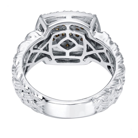 Fancy Yellow Diamond Woven Silver Ring - Picture 3 of 3
